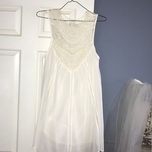White high neck, lace dress